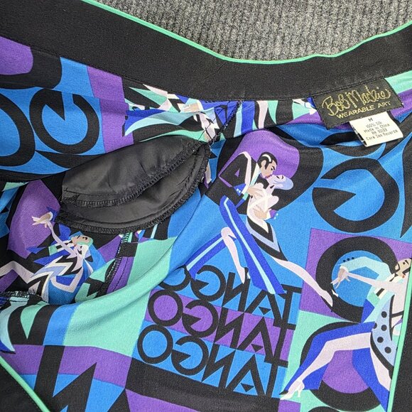 Bob Mackie Wearable Art Kimono Jacket Womens M Blue Silk Tango Dance Set - Picture 7 of 16